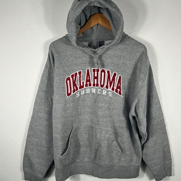🔥🏈 Vintage OKLAHOMA SOONERS Embroidered Stitched HOODIE Sweatshirt - Men Sz Lg - Picture 2 of 8